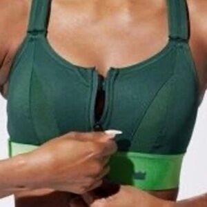 SHEFIT Dark Green Sports Bra with Lime Band size X-LARGE 2 luxe workout